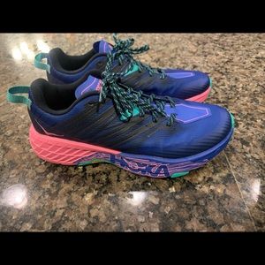Hoka One One Speedgoat 4, Blue/Pink, Size 10